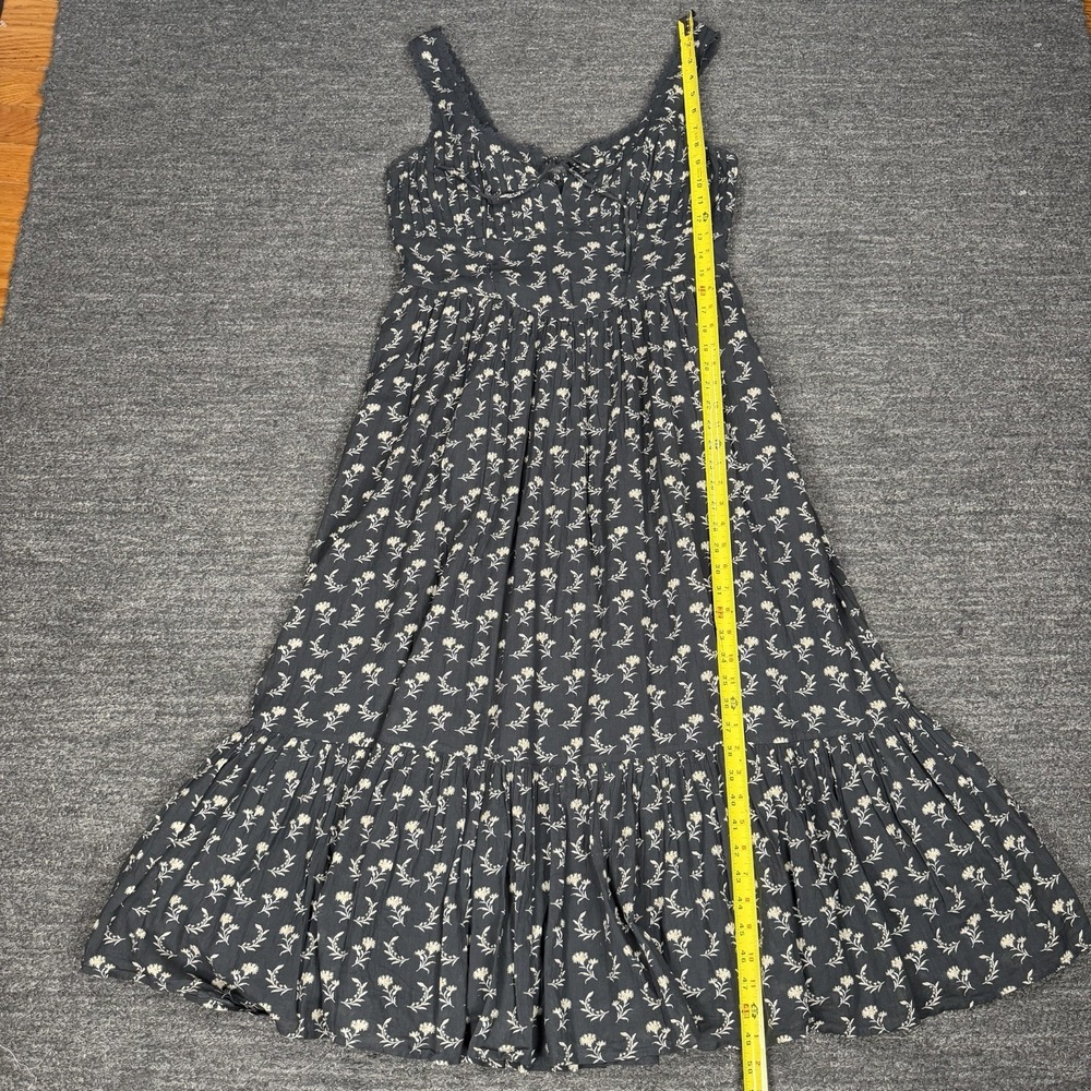 American Eagle Corset Tiered Midi Dress Women Large Gray Floral Milkmaid Cottage - Picture 7 of 13